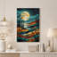 Art mural sur toile Moonlit Lake avec quenouilles et ciel étoilé-993161420
