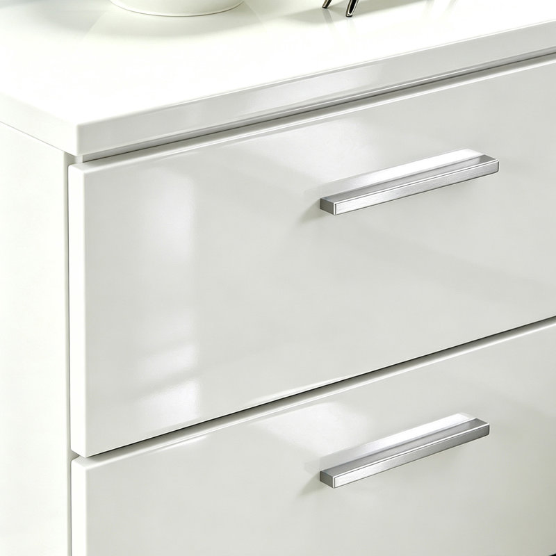 Table de chevet moderne blanche simple avec deux tiroirs