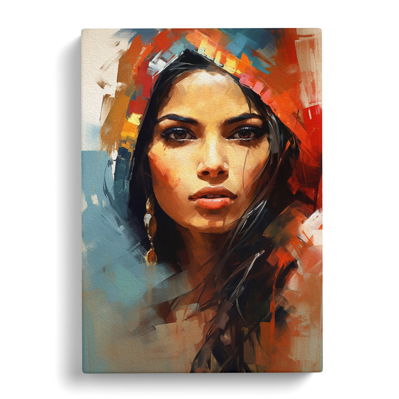 Indian Woman Modern - Wrapped Canvas, 60cm H x 40cm W x 3cm D