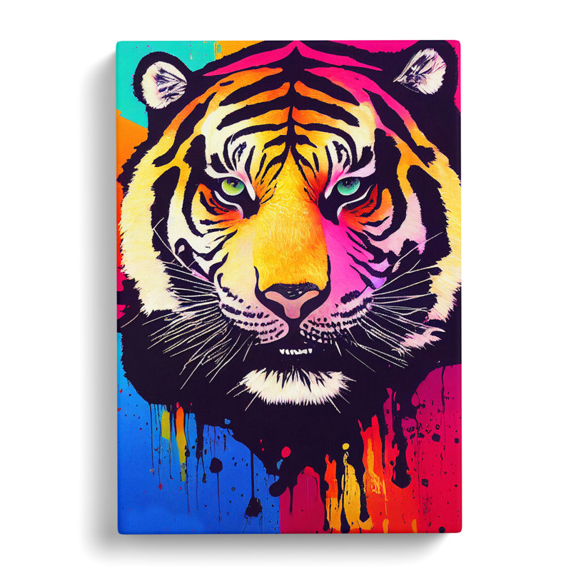 XC1022-4685X Tiger Paint Splash No.3 Abstract - Wrapped Canvas Print, 76cm H x 50cm W x 3cm D