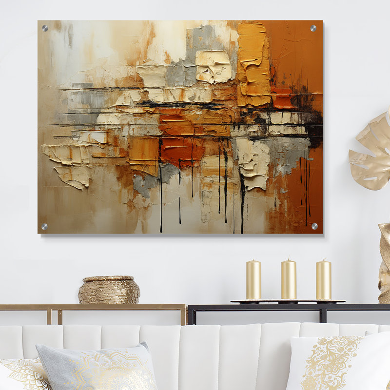 Impressions III - Collages abstraits, acrylique, décoration murale, H 30 po x l 40 po