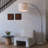 Mason 81 in. Modern Adjustable LED Arched Standing Floor Lamp with Fabric Drum Shade and Weighted Marble Base-62954051