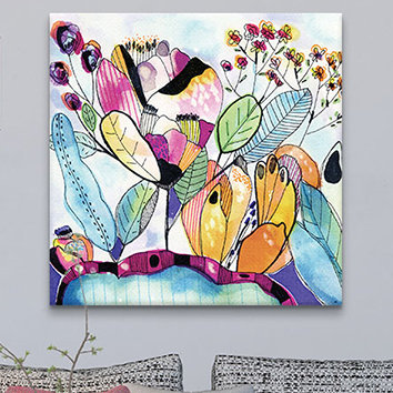 «Surréel jardin», reproduction sur toile, H 37 po x l 37 po x P 0,75 po, Toile tendue, Pas de tapis