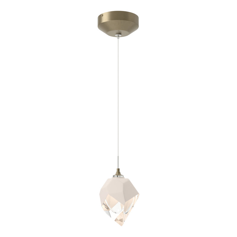 Chrysalis 1 - Light Single Geometric Pendant, Soft Gold, White