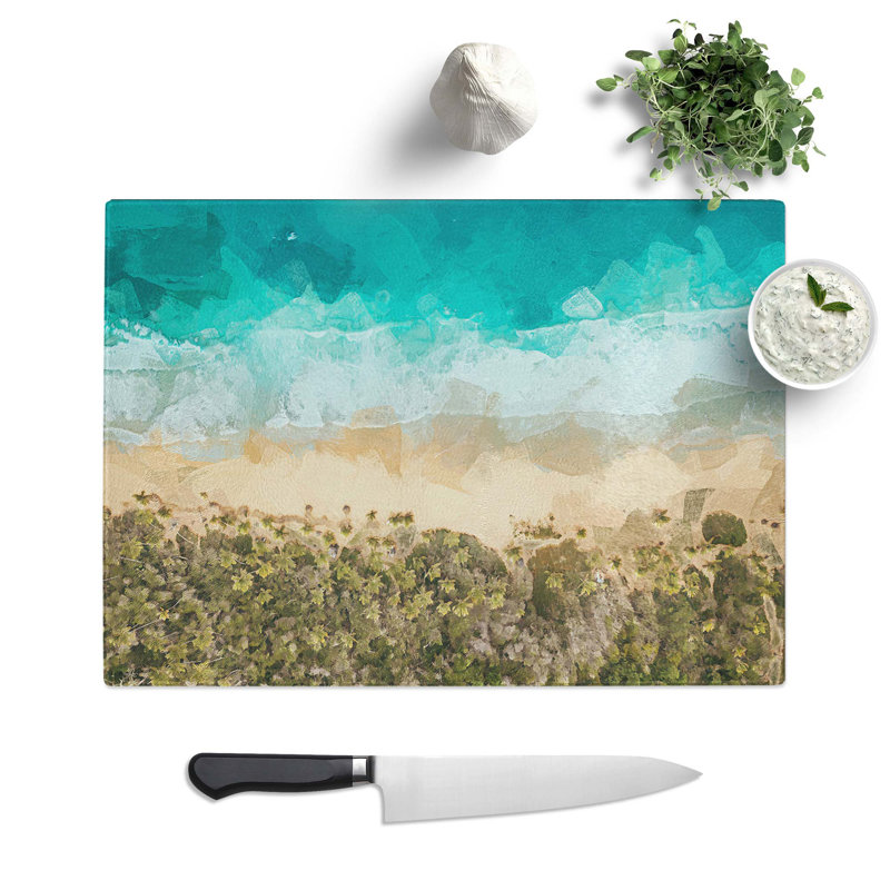 Tempered Glass Beach Choroni Venezuela Chopping Board, 28.5 cm W x 20 cm L