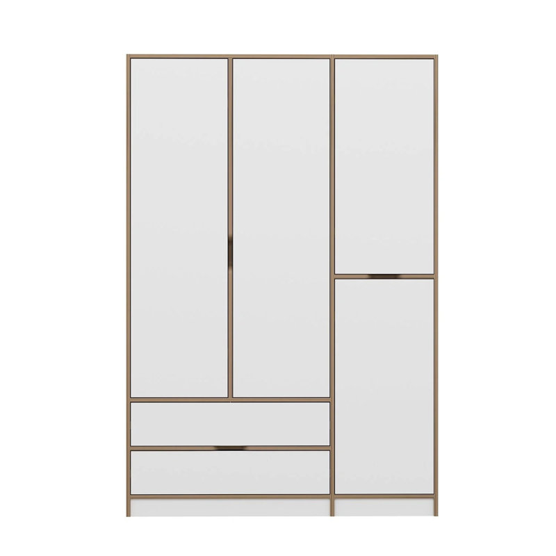 Wesa Modern White Wardrobe with Shelves, 55.1 x 81.9 x 20.5 inches | 100% Melamine Coated Particle Board, Thickness: 0.7 inches | Wall-Mountable Design, Stylish & Functional Storage Solution for Any Room