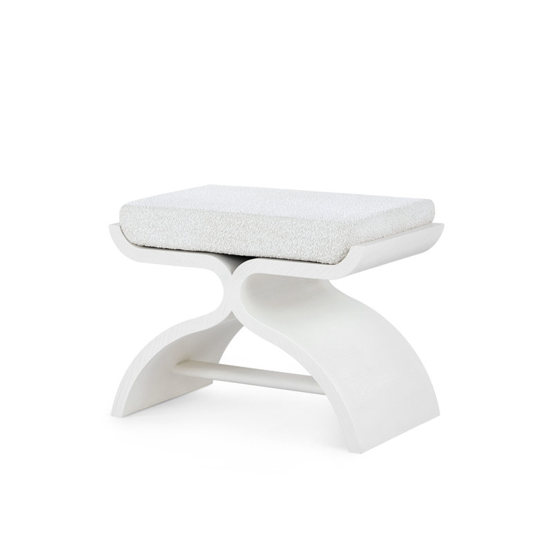 Carson Upholstered Utility Stool, Glazed Whisper White