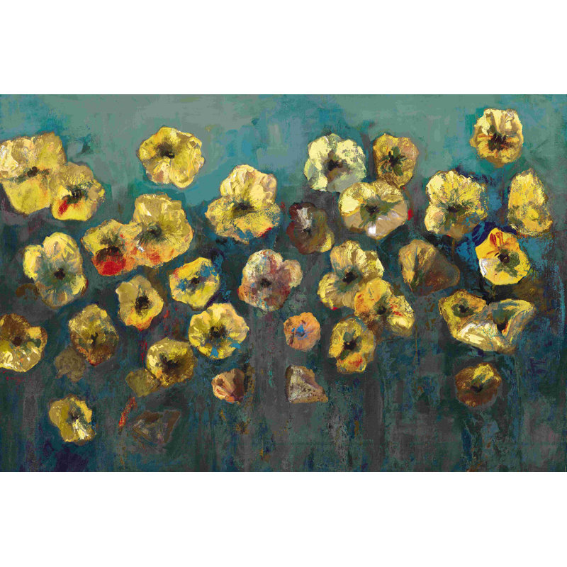 Jaune et turquoise - peinture sur toile tendue, H 8 po x l 12 po