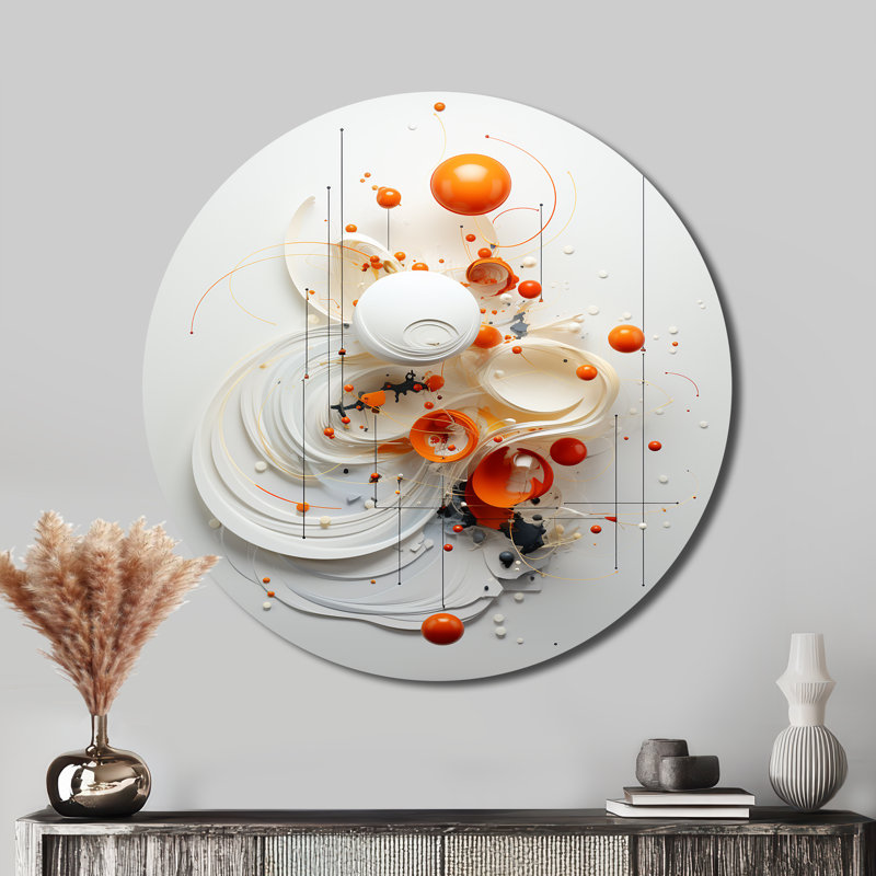 Edgecomb - Art abstrait rond en métal, H 23 po x l 23 po