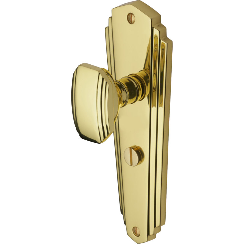 Heritage Brass Heritage Mortice Knob on Bathroom Plate Charlston Design, Polished Brass