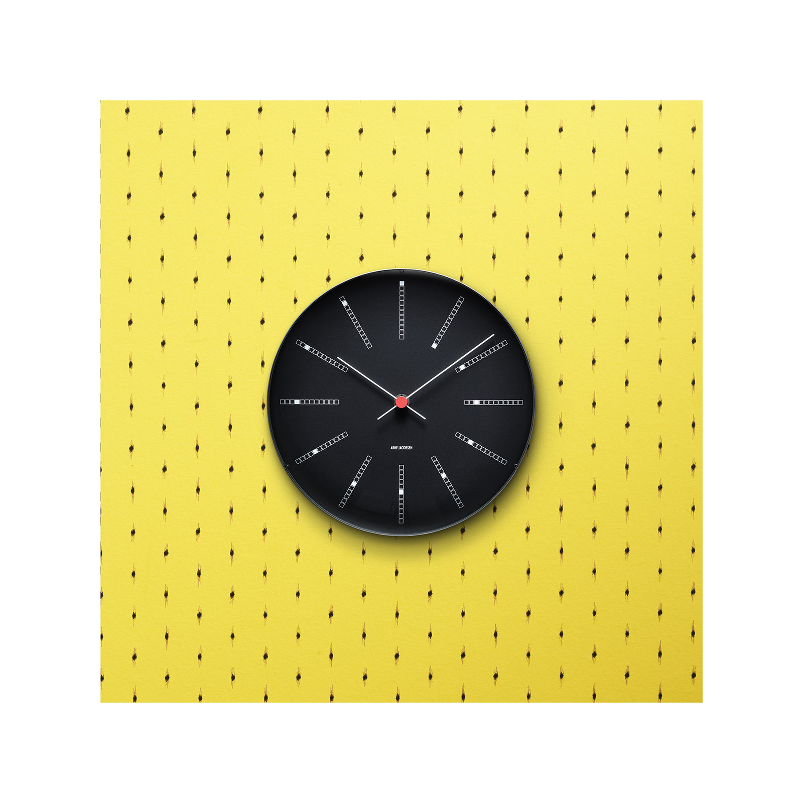 Bankers Metal Wall Clock, Black/White/Red, Large