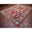 Tapis rouge brique en laine noué à la main de conception unique 9 pi x 12 pi New Age