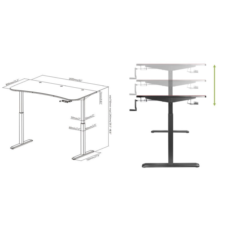 Vivanco Adjustable Metal Base Standing Desk