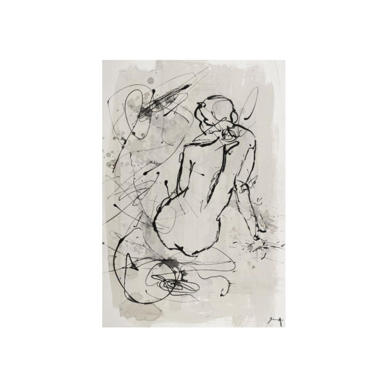 Contour figure I par Altamura Stefano - peinture sur toile tendue, H 79 po x l 54 po, Couche de verre