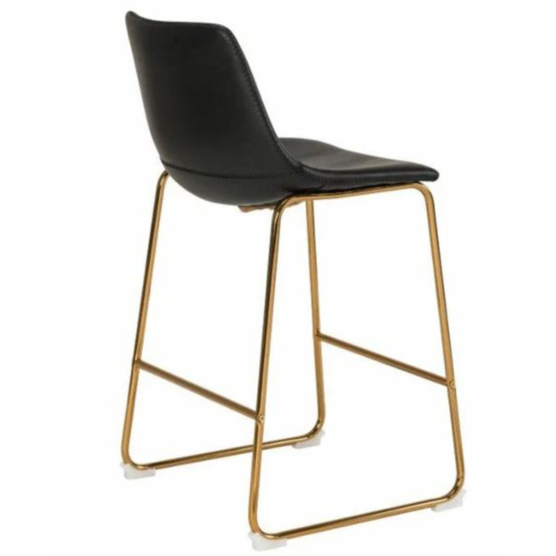 Astros Faux Leather Stool, Black