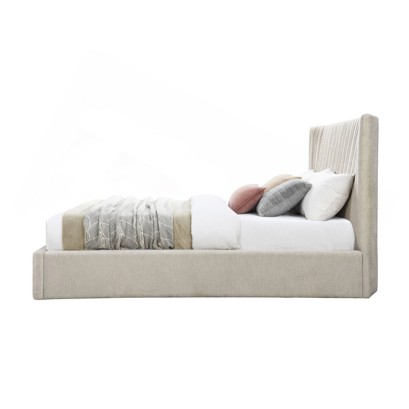 Lit en tissu Loren Beige, Très grand lit