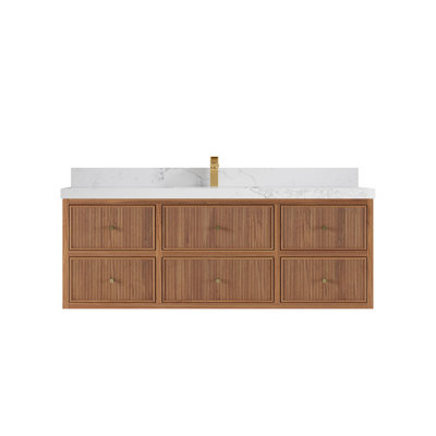 Meuble-lavabo simple 60 po avec comptoir en quartz 60 po