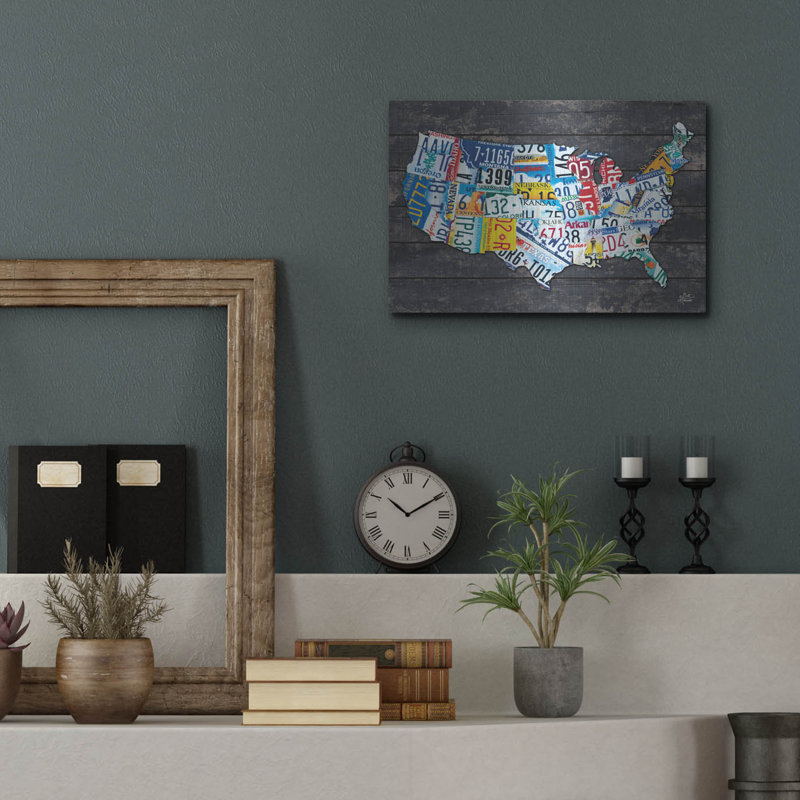«USA Licence Plate Map» par Britt Hallowell, H 12 po x l 16 po