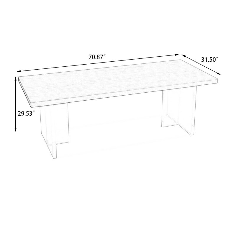 Bureau rectangulaire en bois massif noyer, H 29,53 po x l 70,87 po x P 31,5 po