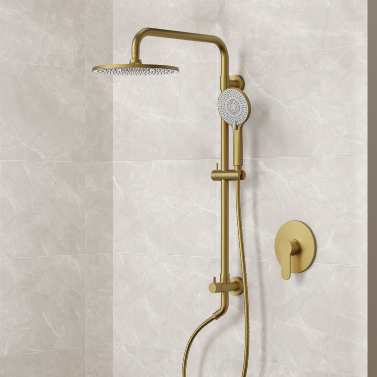 Wall Mount Pressure-Balanced Shower System,10"Rainfall Shower Head with Slider Bar Handheld Spray