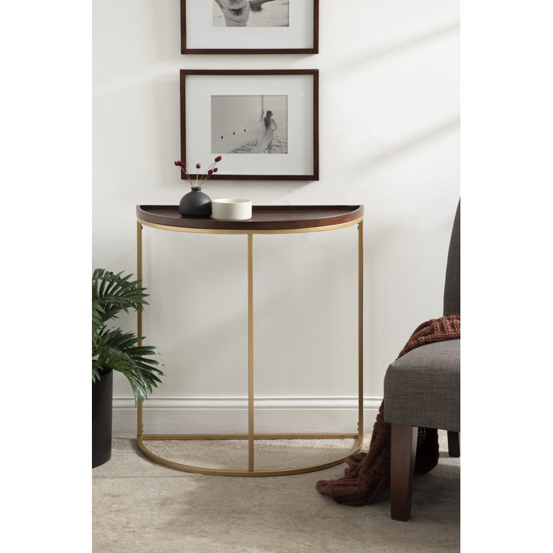 Carnelian 28'' Console Table, Walnut, Gold