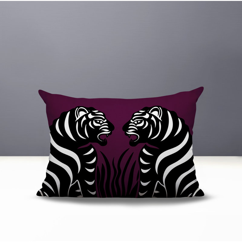 Oreiller rectangulaire réversible intérieur / extérieur Pulo Tiger, Mauve, H 25 po x l 18 po