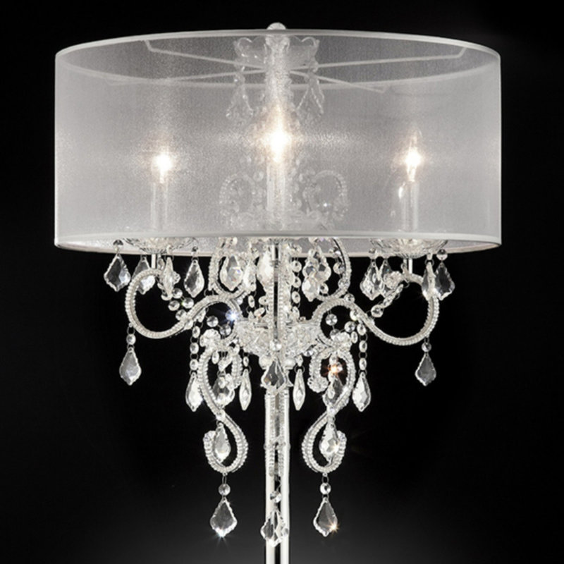 35" "Evangelia" Silver Crystal Accent Table Lamp with Clear Shade
