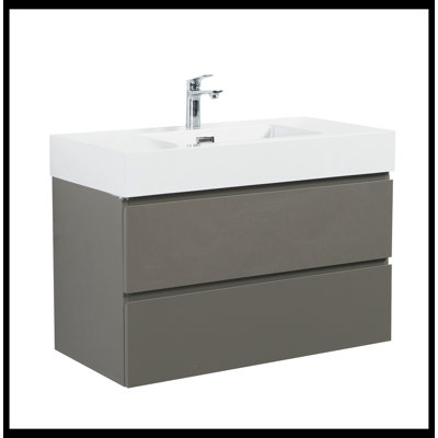 Meuble-lavabo de salle de bain avec lavabo, grand meuble-lavabo flottant mural