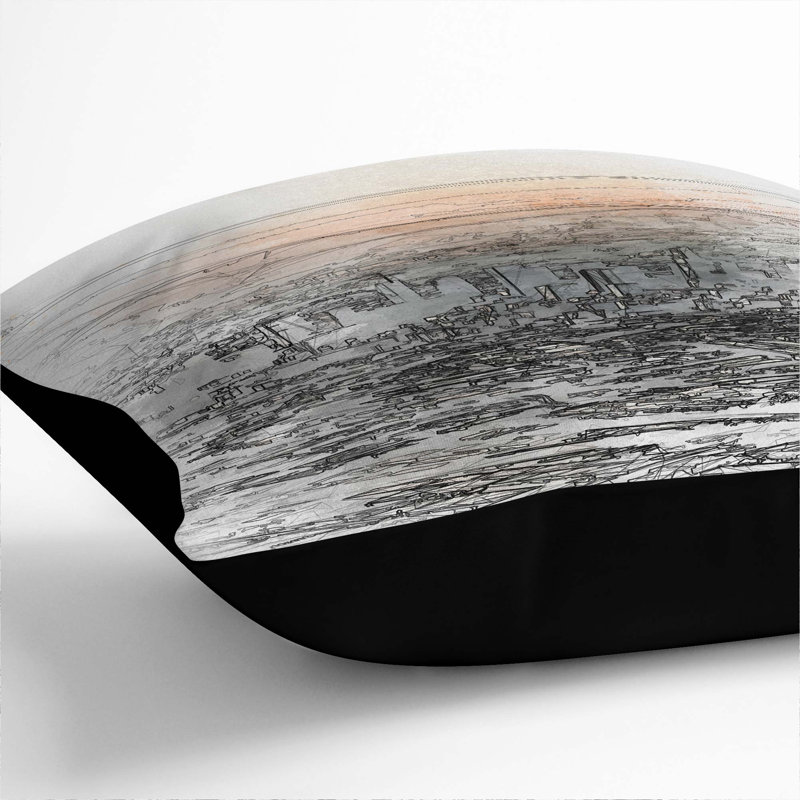 Abstract Square Throw Cushion, 40cm H x 40cm W x 15cm D, Black