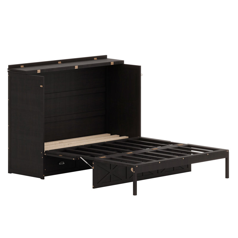 Lit escamotable rabattable avec tiroirs intégrés, Espresso