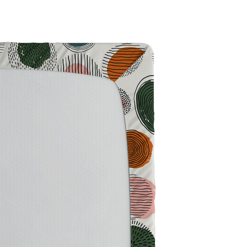 Drap-housse à motif floral Ambesonne, Orange, vert, rosé / pois, Drap-housse grand