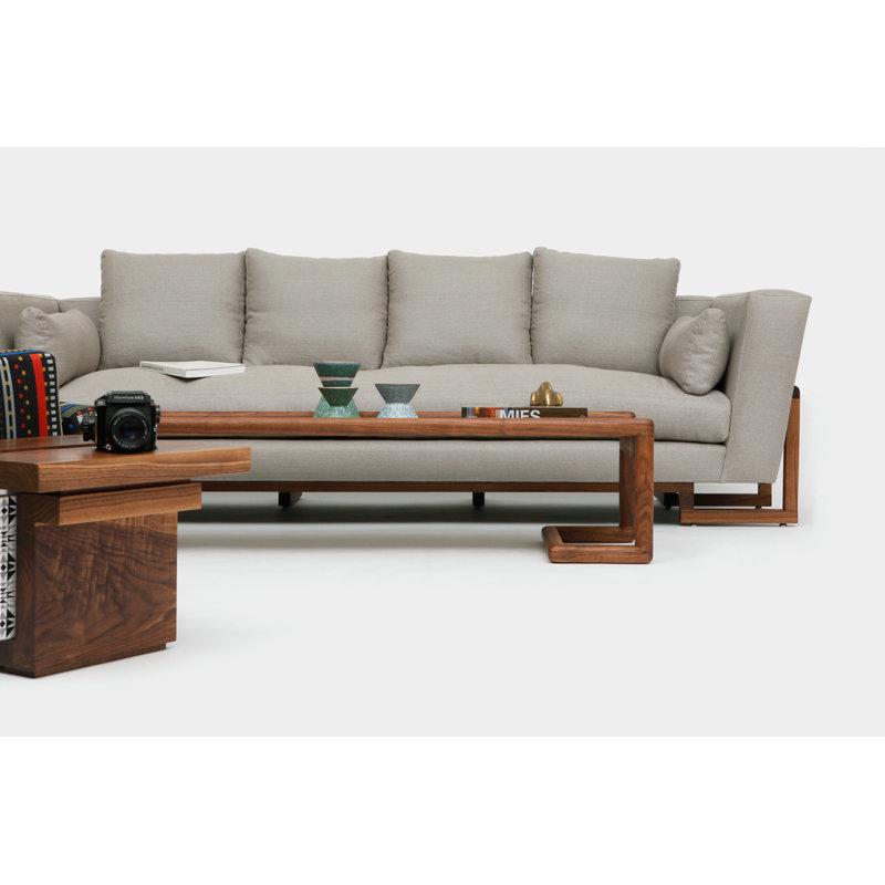 LRG Velvet Sofa, Walnut, No Trays, Metal Natural