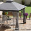 Pavillon de jardin en métal 10 pi x 11,5 pi avec double toit et arbre, gris, pour jardin, pelouse, cour, terrasse