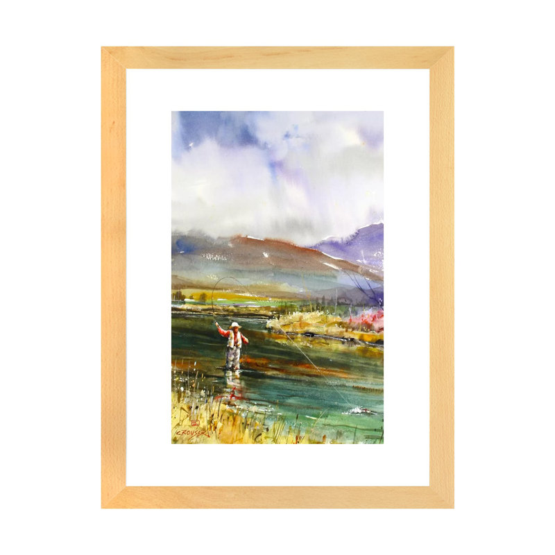 «Pêche II», reproduction d'art encadrée, Papier bois naturel, H 16 po x l 24 po x P 1 po
