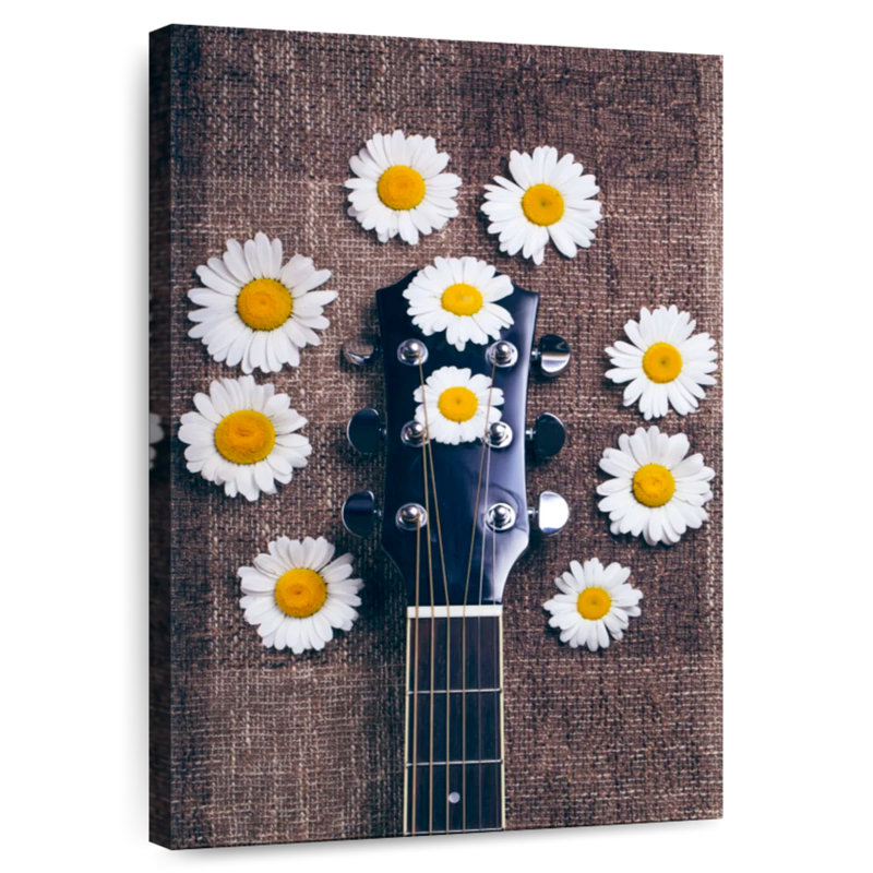 Abarca, guitare et marguerite, H 24 po x l 16 po