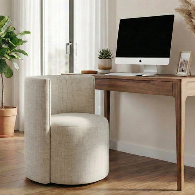 Upholstered Barrel Back Office Chair with Rolling Casters for Home Office