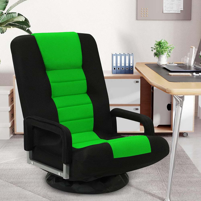 Gaming Chair W/Armrests, Folding Video Reclining Sofa W/6 Adjustable Position, Padded Backrest & Cushion, Lazy Lounger Couch For E-Sports, Reading, Relaxing, Watching TV