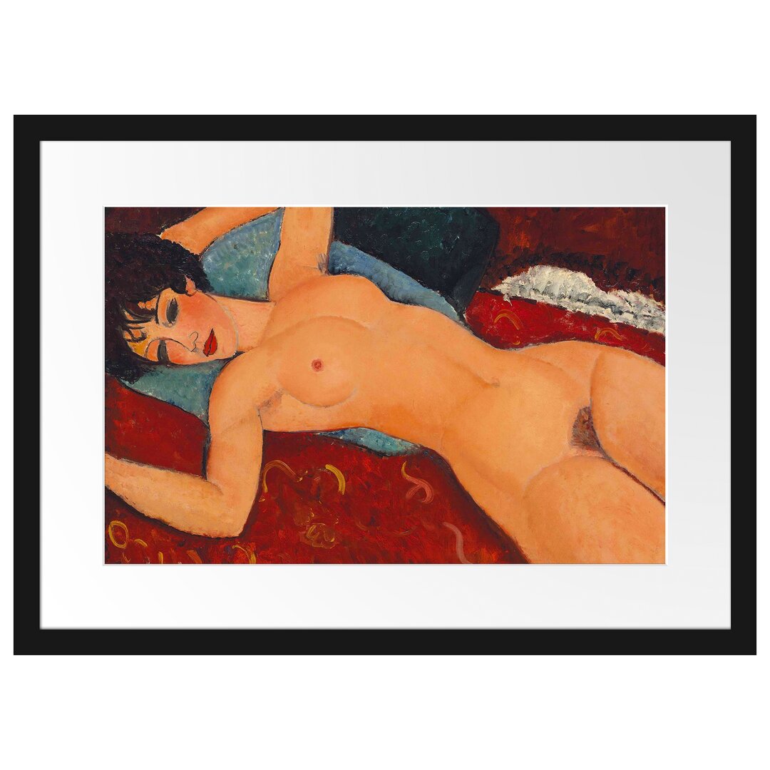 Gerahmtes Leinwandbild Nu Couché von Amedeo Modigliani