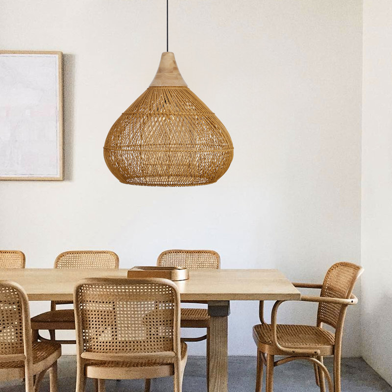 Rattan Pendant Light  Wicker Chandelier for Dining Room Kitchen Island, 78" H x 23.62" W x 23.62" D