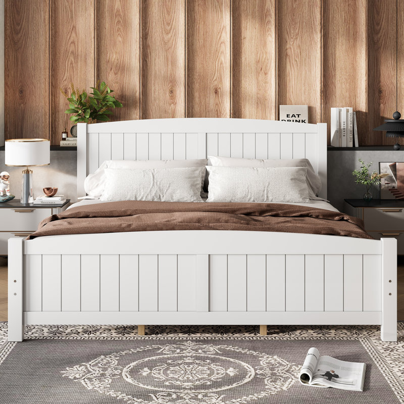 Lit plateforme avec lattes de soutien et structure solide, aucun sommier requis, idéal pour les chambres modernes