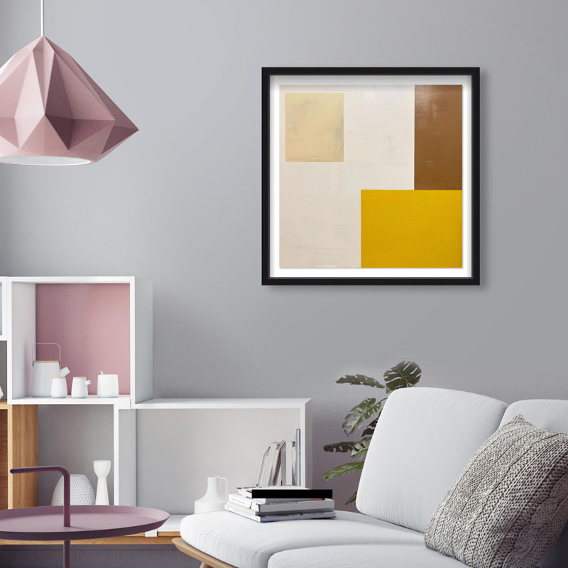 Oliver Gal Desert Cubism II Abstract - Luxury Shadowbox Framed Wall Art, 25.5" H x 25.5" W, Black