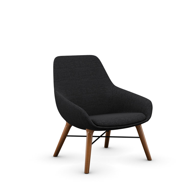 Fauteuil rembourré Lilly de 9 à 5 places Lilly, Noyer, Revêtement en mélange de polyester noir