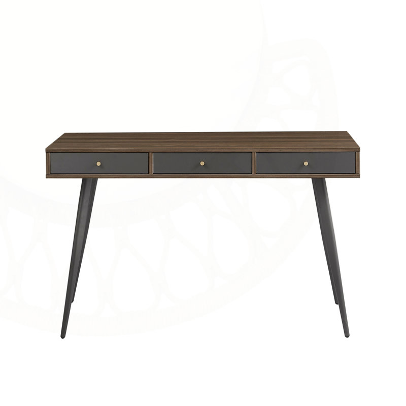 Bureau d'étude Mid-Century moderne avec tiroirs, bureau d'ordinateur multifonctionnel en noyer et gris foncé