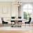 70.08" Modern Faux Marble Dining Table Set With Double X Base-122922127-116292545-116292550