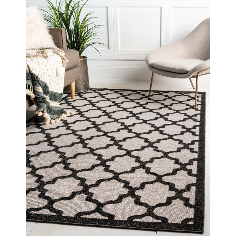 Dicus Geometric Indoor / Outdoor Rug, Rectangle 7'1" x 10'
