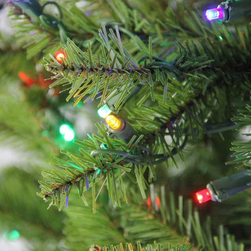 Pre-Lit Northern Pine Artificial Christmas Tree Multi Lights, 6.5', Multicolor