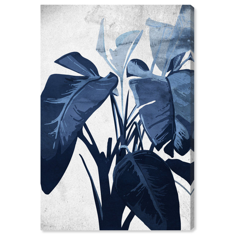 Floral and Botanical Blue Lover, Tropical Blue - impression d'art graphique, H 36 po x l 24 po, Toile tendue, Sans cadre