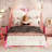 Upholstered Velvet LED Kids Bed with Drawer and Adjustable Headboard-121932569-121932570