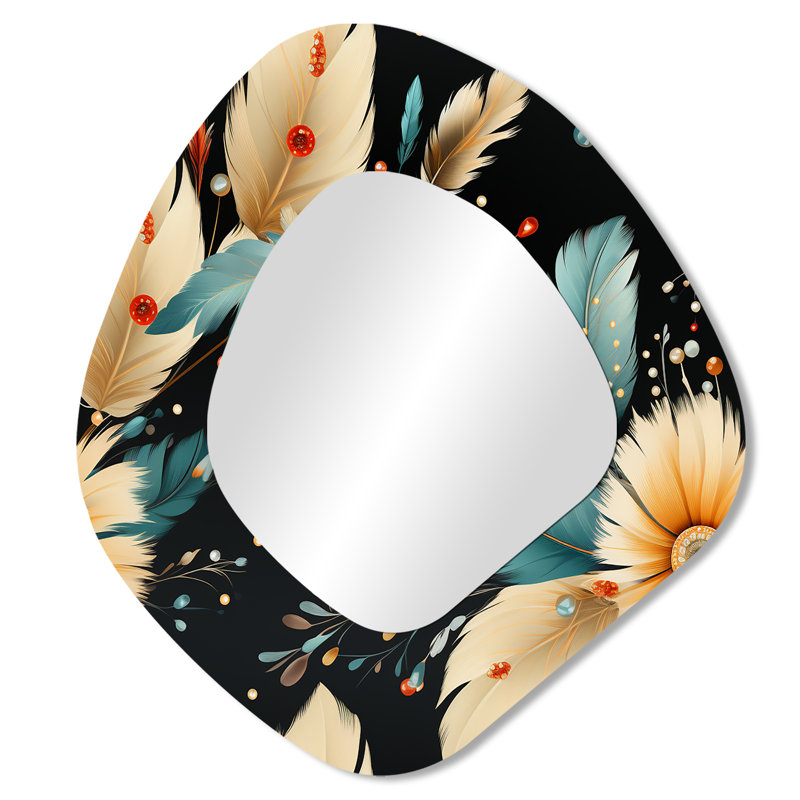 Gipsy Spirit Boho Motif I - miroir mural asymétrique floral unique, 28 po x 25 po