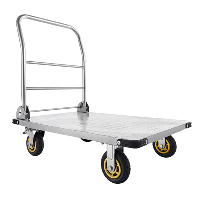 Chariot à plateforme, capacité de 2 000 lb, chariot à plat en acier robuste avec roues pivotantes et poignée, chariot pliable à plate-forme pliable, pour épicerie, garage, entrepôt, 35,4 x 23,6 x 35,4 po
